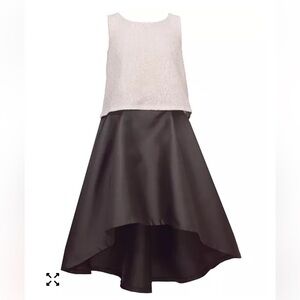 Bonnie Jean 2 piece lace sequins sleeveless white top - Black Skirt set